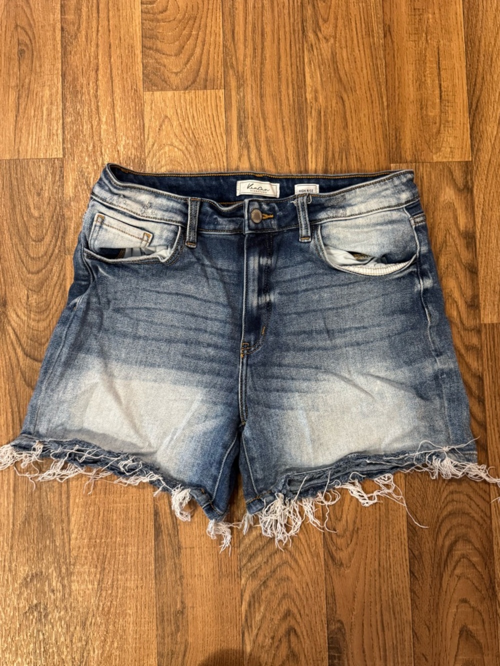 Kan Can Blue Washed Distressed Denim Cutoff Shorts